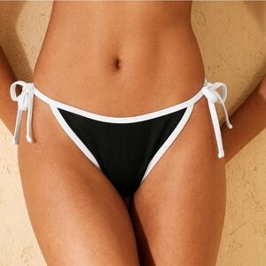 NWT Black and White Tie-Side Bikini Bottom